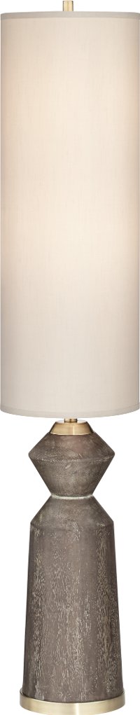 Brown Resin Column Faux Wood Floor Lamp