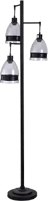 72 Inch Black Metal Floor Lamp with Glass Shades