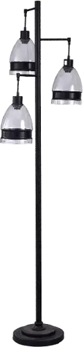 72 Inch Black Metal Floor Lamp with Glass Shades