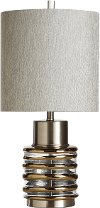 27 Inch Silver, Bronze and Glass Transitional Table Lamp