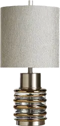 27 Inch Silver, Bronze and Glass Transitional Table Lamp