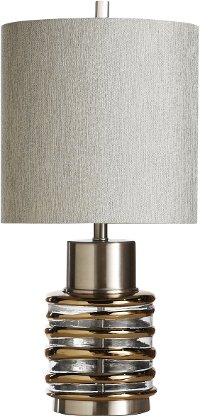 27 Inch Silver, Bronze and Glass Transitional Table Lamp