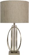 34 Inch Brushed Steel and Seeded Glass Cylinder Table Lamp