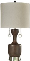 34 Inch Walnut Transitional Table Lamp with Twin Pull Chains