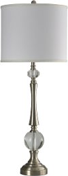 Clearance 37 Inch Brushed Steel and Crystal Glass Table Lamp