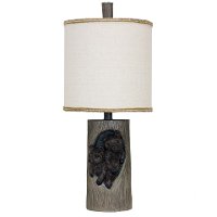 24 Inch Baby Bear Faux Tree Log Accent Table Lamp