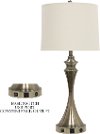 31 Inch Brushed Steel Table Lamp with USB Port and Outlet