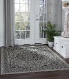 VND14035X8 5 x 7 Medium Medallion Black Indoor-Outdoor Rug - Veranda
