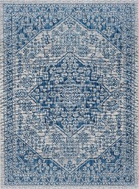 VND14148X10 8 x 10 Large Medallion Blue Indoor-Outdoor Rug - Veranda