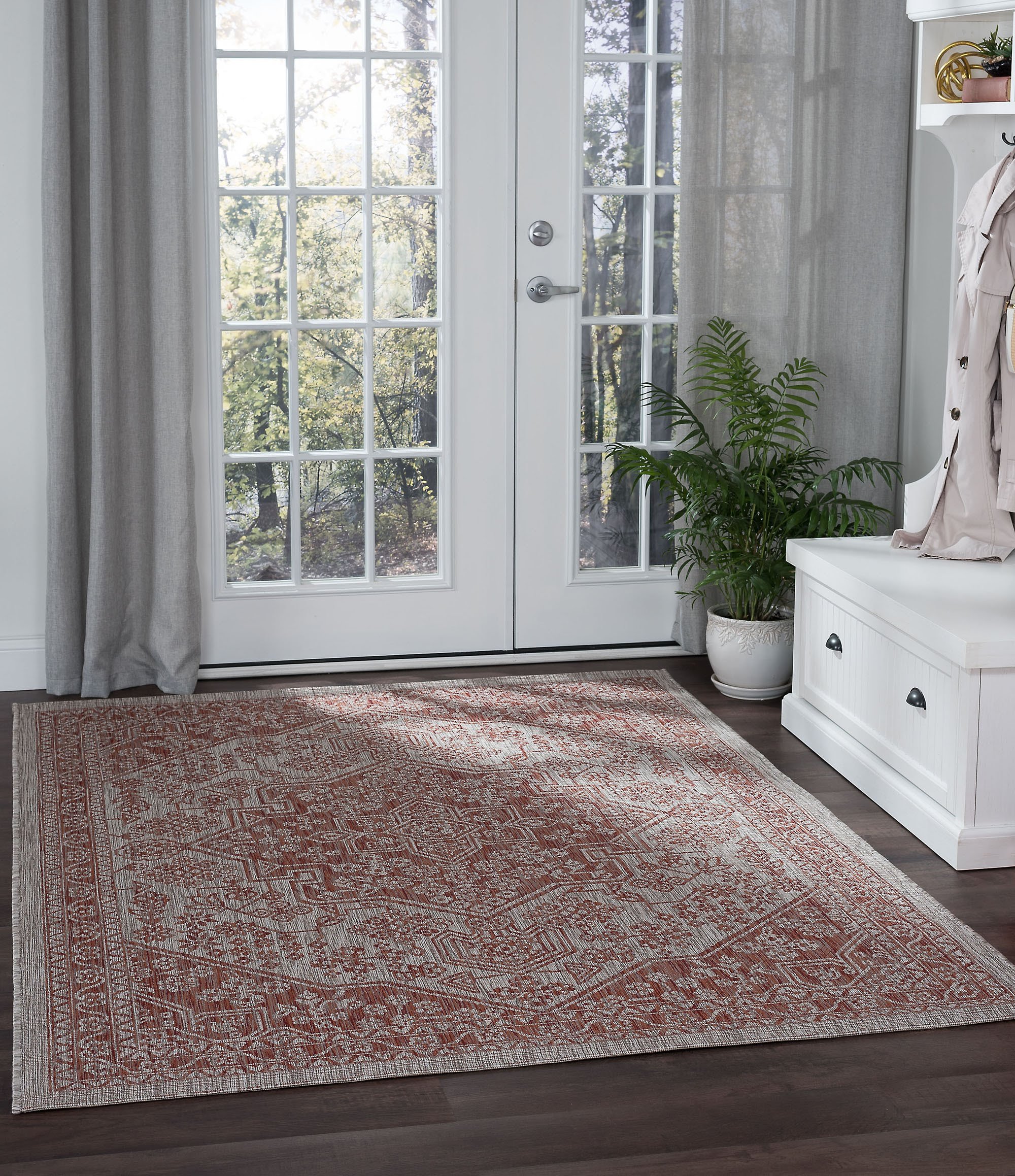 VND14205X8 5 x 7 Medium Medallion Terracotta Indoor-Outdoor Rug - Veranda-2
