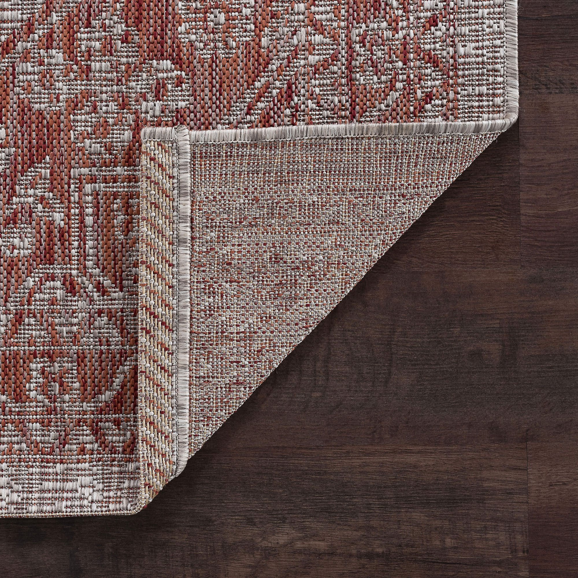 VND14205X8 5 x 7 Medium Medallion Terracotta Indoor-Outdoor Rug - Veranda-5