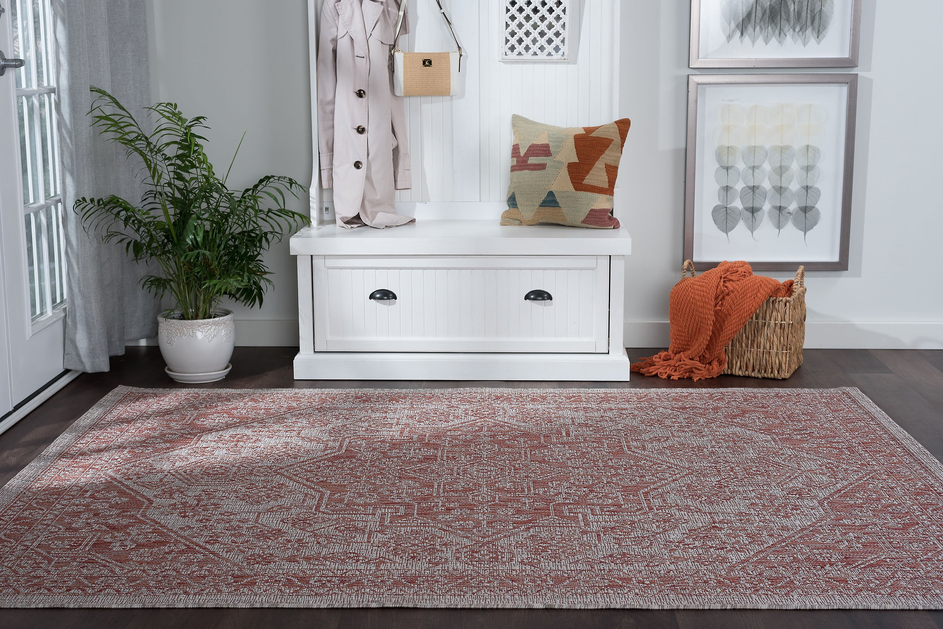 VND14205X8 5 x 7 Medium Medallion Terracotta Indoor-Outdoor Rug - Veranda-7