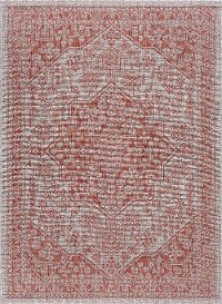 VND14208X10 8 x 10 Large Medallion Terracotta Indoor-Outdoor Rug - Veranda