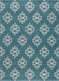 VND15155X8 5 x 7 Medium Medallion Teal Indoor-Outdoor Rug - Veranda-1