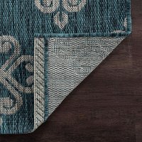 VND15155X8 5 x 7 Medium Medallion Teal Indoor-Outdoor Rug - Veranda-4
