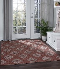 VND15205X8 5 x 7 Medium Geometric Terracotta Indoor-Outdoor Rug - Veranda