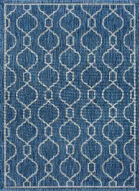 VND16148X10 8 x 10 Large Geometric Indigo Blue Indoor-Outdoor Rug - Veranda