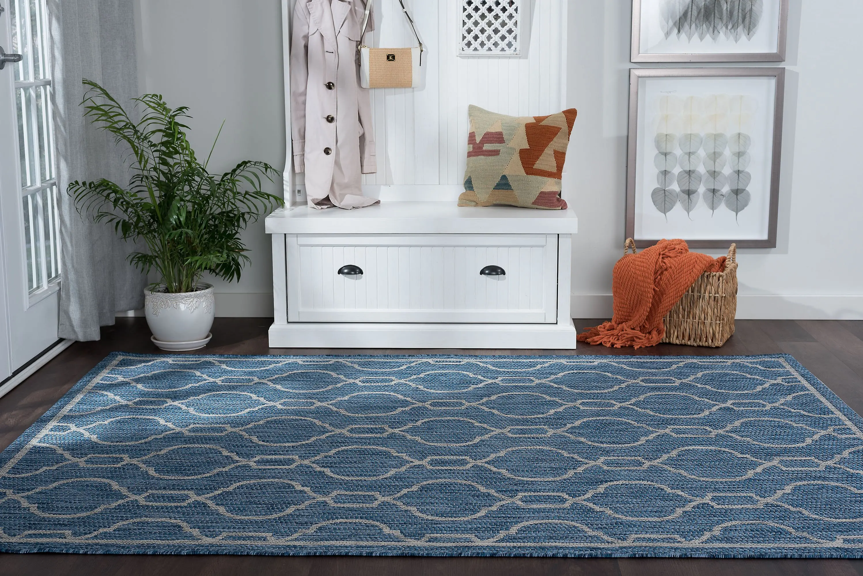 VND16148X10 8 x 10 Large Geometric Indigo Blue Indoor-Outdoor Rug - Veranda-7
