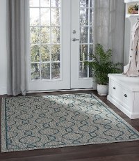 VND16155X8 5 x 7 Medium Villa Geometric Teal Indoor-Outdoor Rug - Veranda