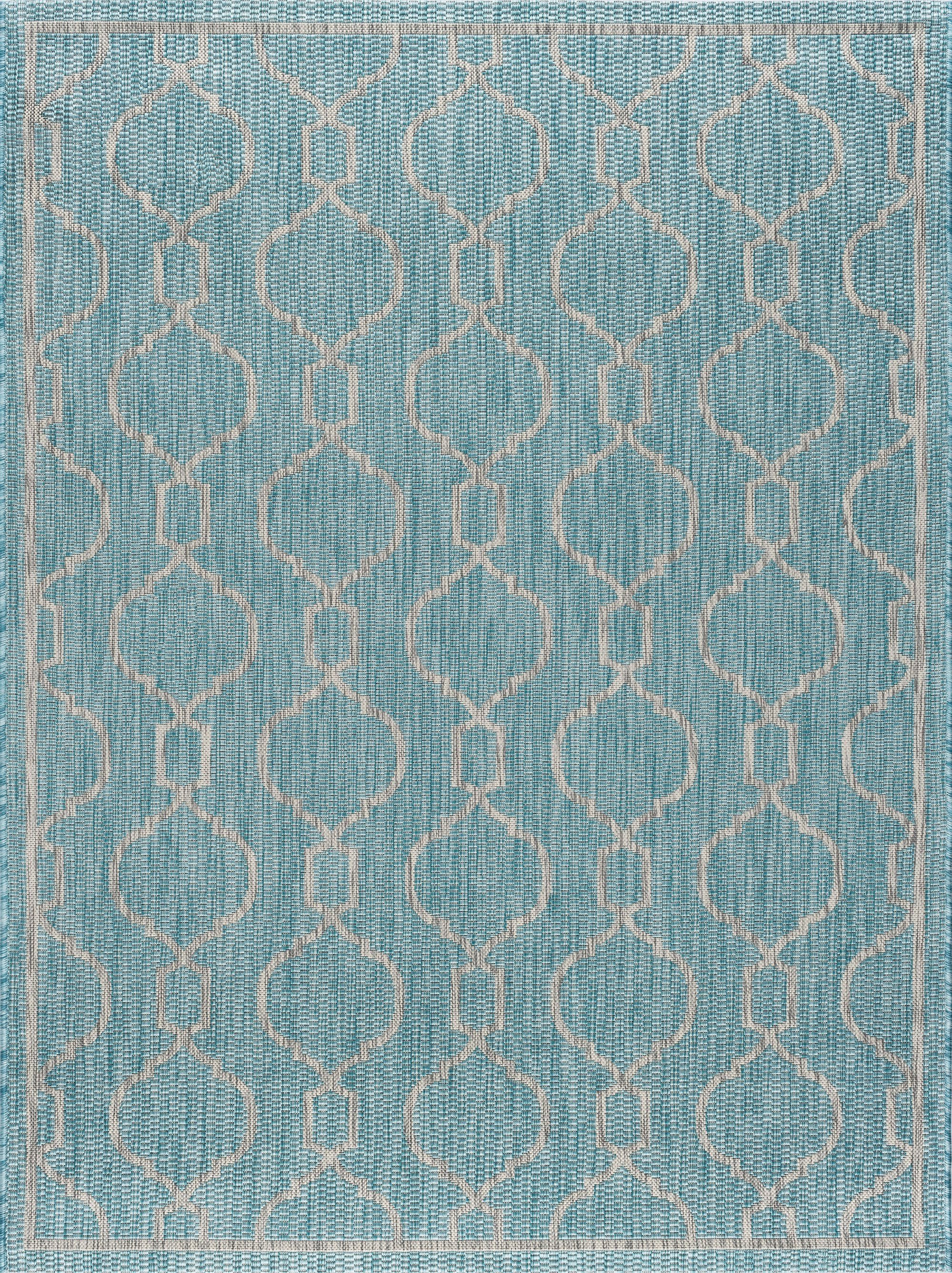 VND16195X8 5 x 7 Medium Villa Geometric Aqua Indoor-Outdoor Rug - Veranda-1