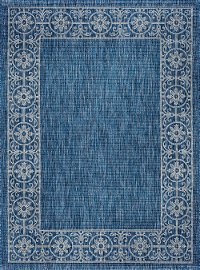 VND18148X10 8 x 10 Large Border Indigo Blue Indoor-Outdoor Rug - Veranda-1