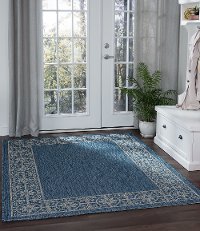 VND18148X10 8 x 10 Large Border Indigo Blue Indoor-Outdoor Rug - Veranda-2