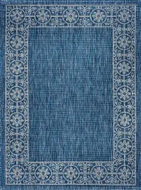 VND18148X10 Veranda 8 x 10 Border Indigo Blue Indoor-Outdoor Rug