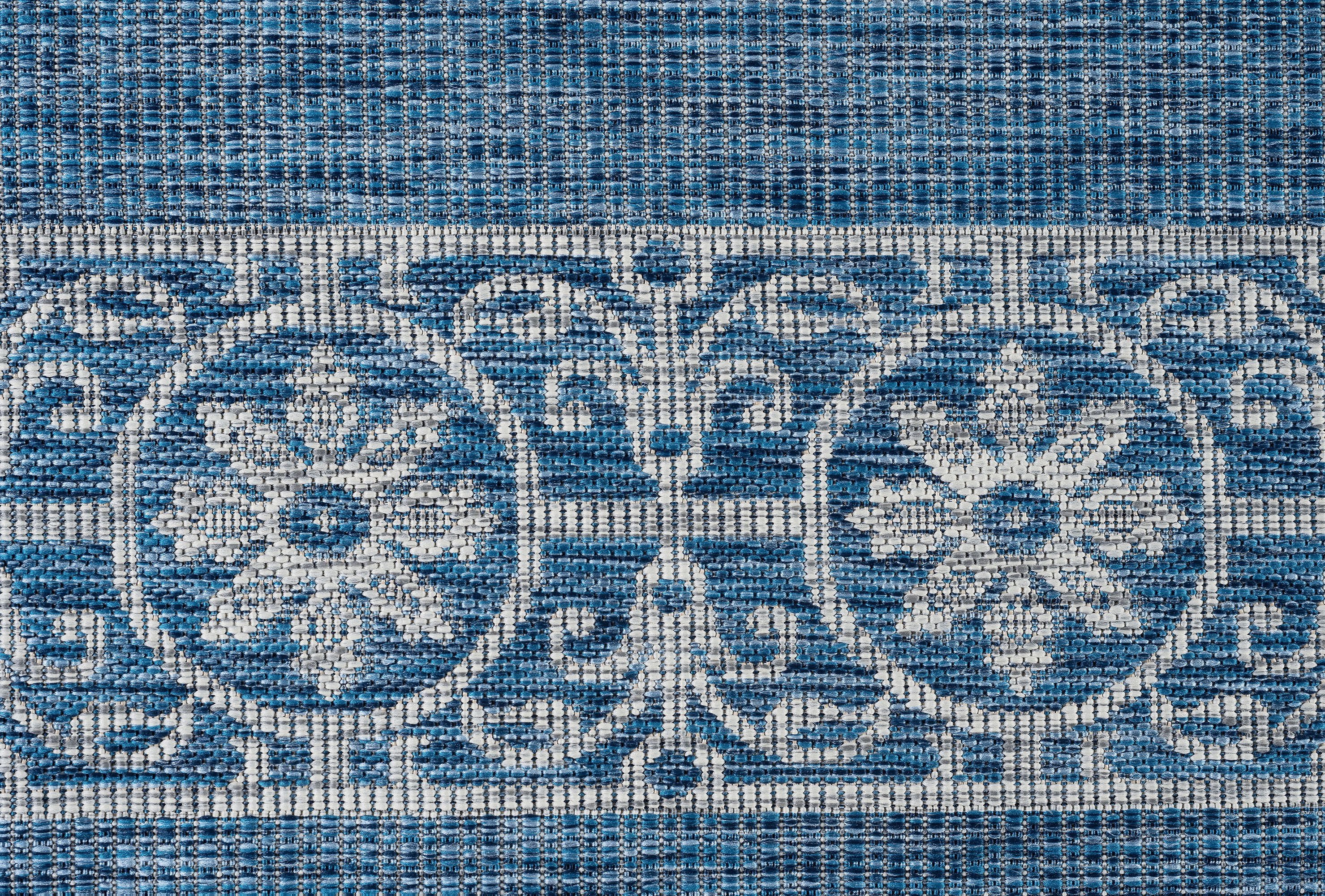 VND18148X10 Veranda 8 x 10 Border Indigo Blue Indoor-Outdoor Rug-8