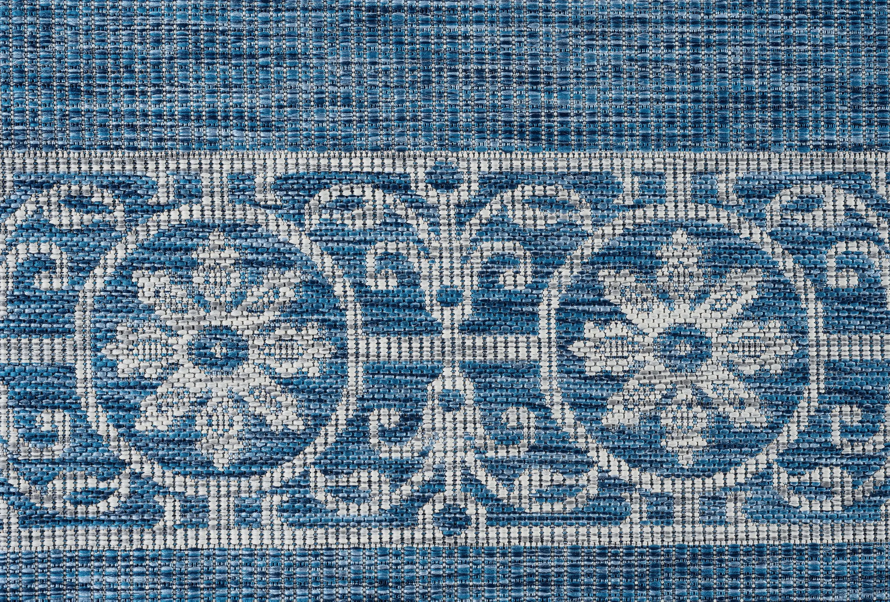 VND18148X10 Veranda 8 x 10 Border Indigo Blue Indoor-Outdoor Rug-8