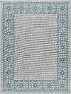 VND18155X8 5 x 7 Medium Traditional Border Teal Indoor-Outdoor Rug - Veranda