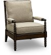 Beige Oatmeal Occasional Chair with Wood Accents - Rocco