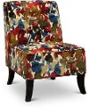 Red, Brown and Blue Transitional Armless Chair - Alix