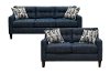 Contemporary Indigo Blue 2 Piece Living Room Set - Brody