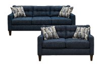 Contemporary Indigo Blue 2 Piece Living Room Set - Brody