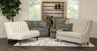 1506G-WHEELING Black and Light Tan Wingback Glider Settee - Weston-3
