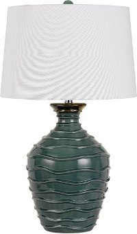 29 Inch Blue-Green Ceramic Wave Pattern Table Lamp
