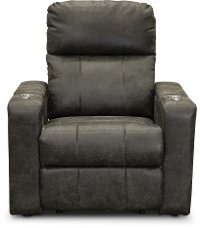 Badlands Charcoal Gray Home Theater Power Recliner - Headliner