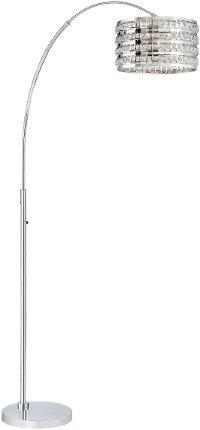 Chrome, Stainless and Crystal Arch Floor Lamp