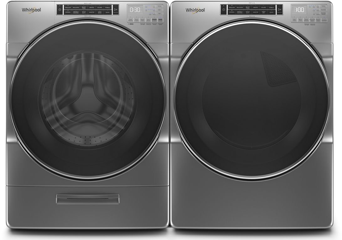 KIT Whirlpool Laundry Pair with Front Load Washer and Electric Dryer - Chrome-1