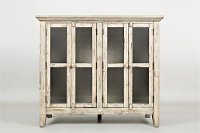 Antique Cream Scrimshaw Accent Cabinet - Rustic Shores