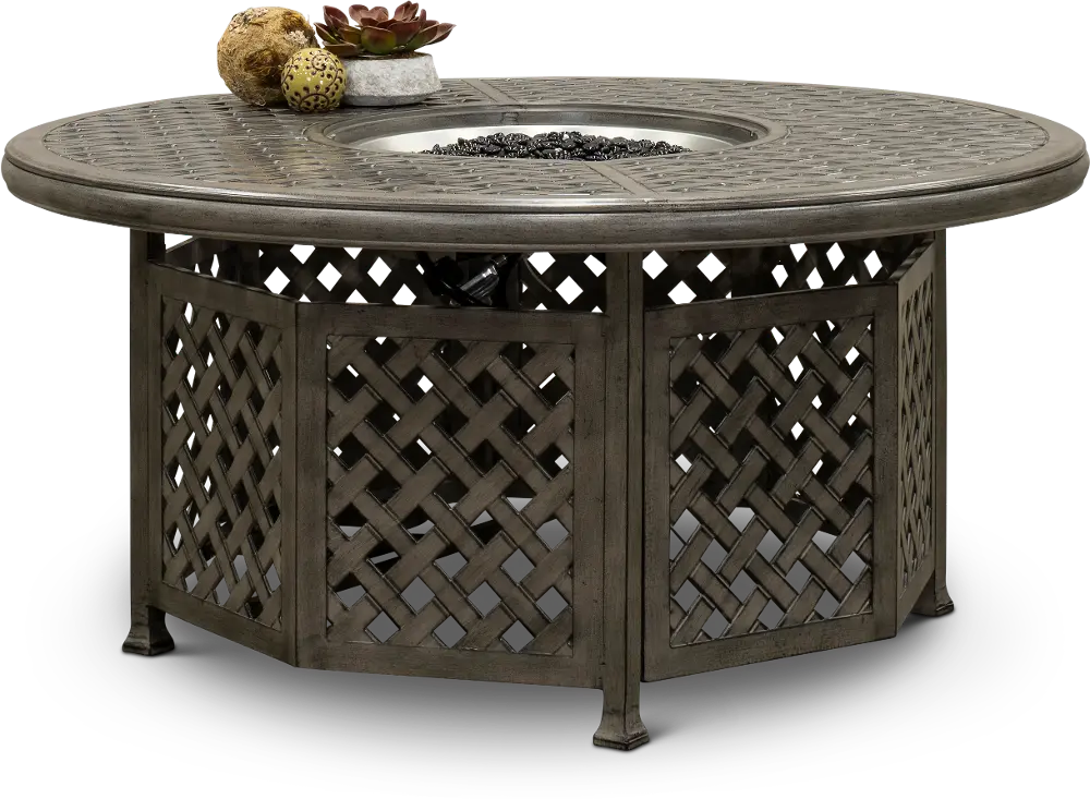 Macan Gray Cast Metal Patio Fire Pit with Accessories-1