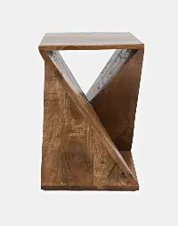 Solid Mango Wood Contemporary Accent Table - Global Archive