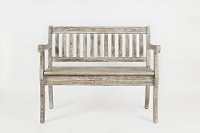 Washed Gray Craft Slat Back Storage Bench - Artisan