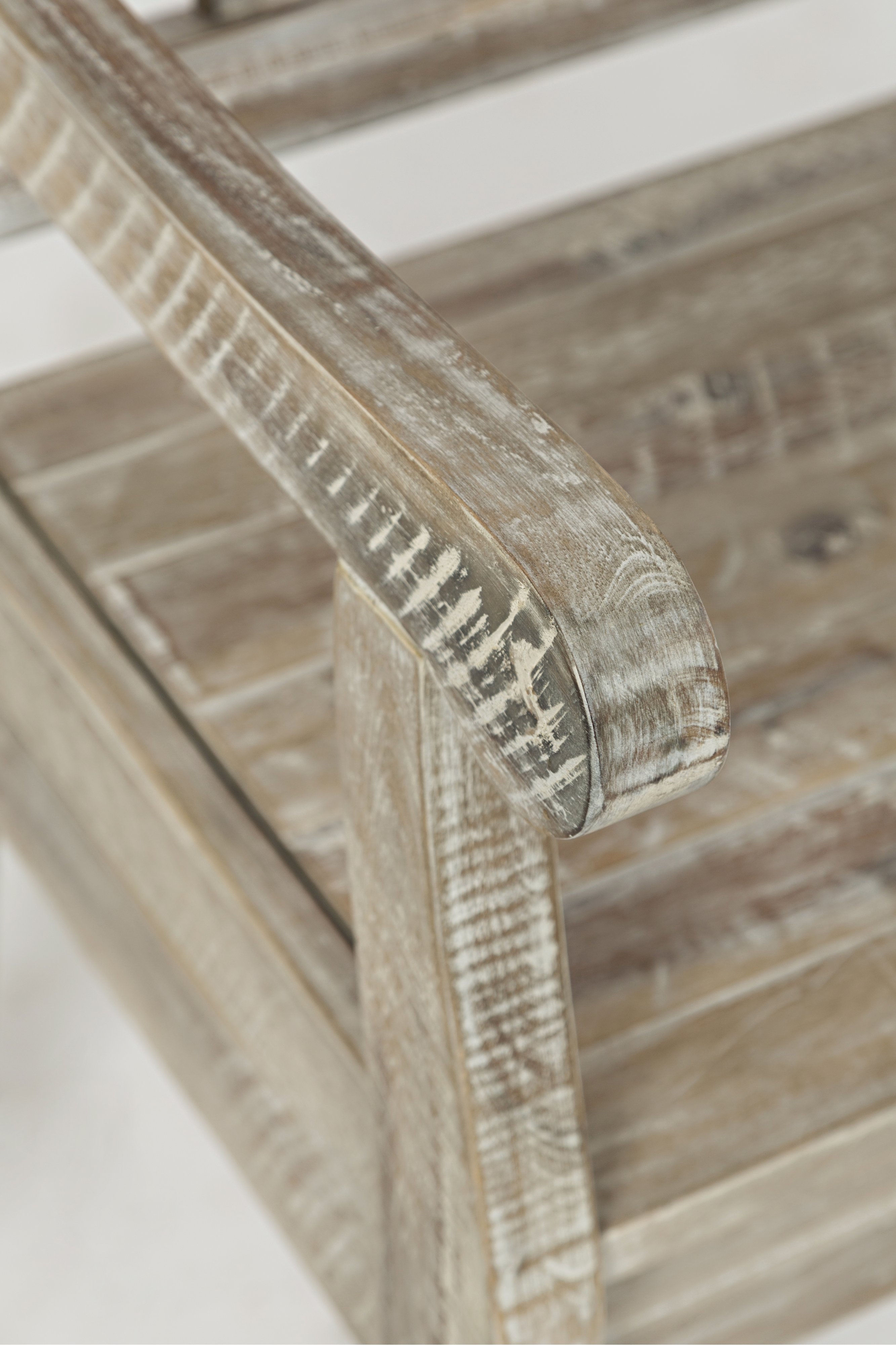 Washed Gray Craft Slat Back Storage Bench - Artisan-3