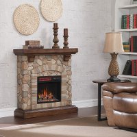 Rustic Stone Wall Fireplace - Tequesta-4