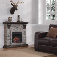 40 Inch Rock Wall Fireplace - Pioneer-4