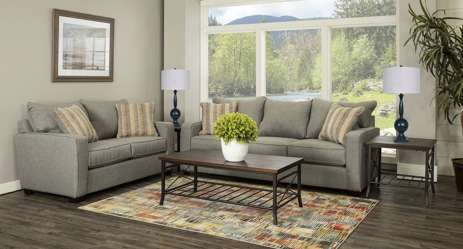 Gavin Contemporary Stone Gray 7 Piece Living Room Set-2