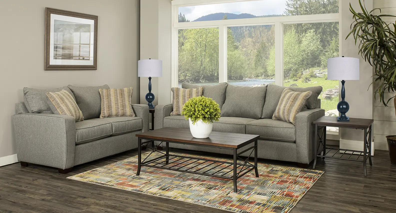Gavin Contemporary Stone Gray 7-Piece Living Room Set-2