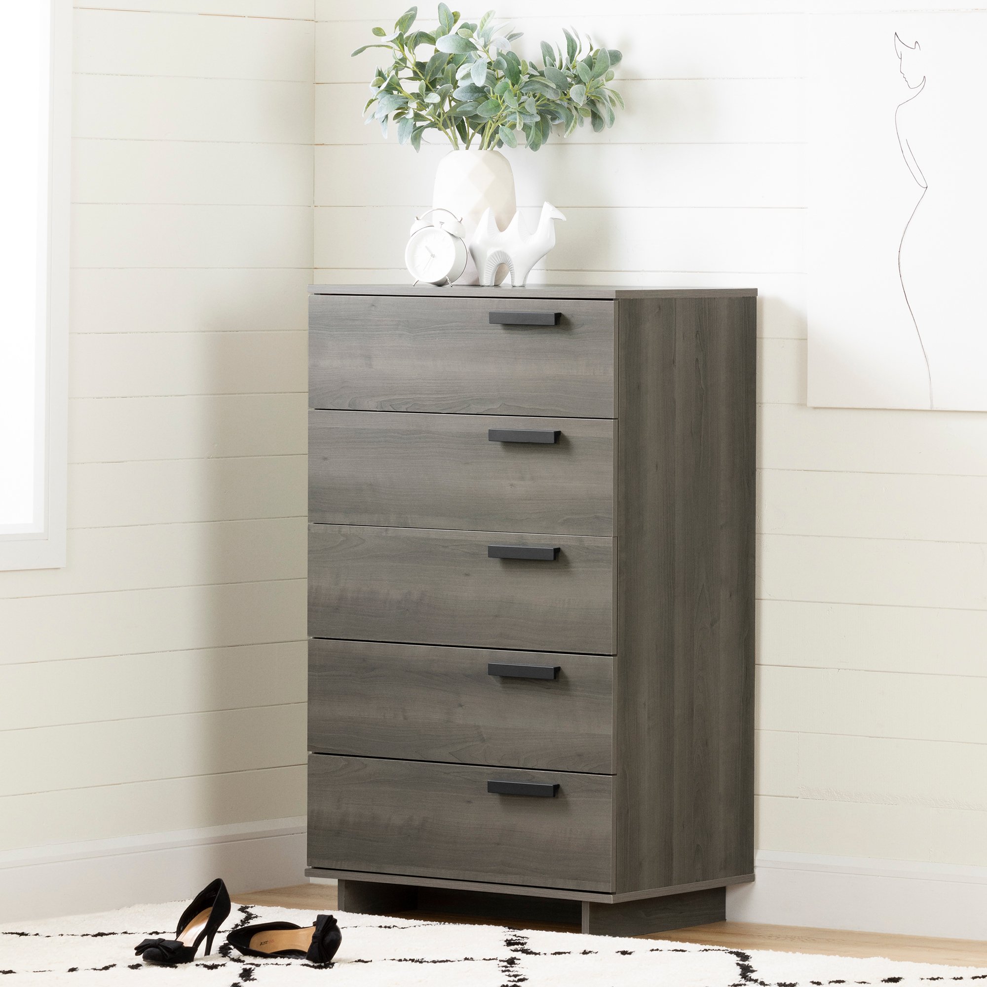 12226 Gray Maple 5 Drawer Chest - Cavalleri-1