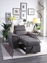 Casual Contemporary Gray Chair with Pullout Ottoman - Ferriday-2